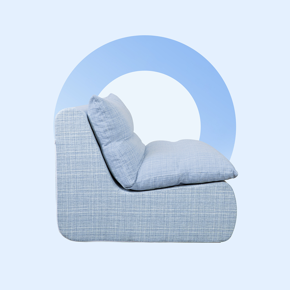 Blue single sofa with removable sponge padding