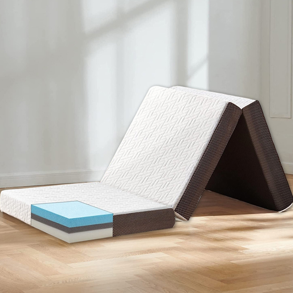 Memory foam gel triple fold mattress