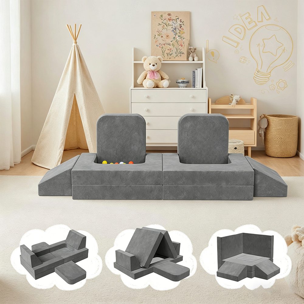 Eight-piece foldable children's building block sofa set