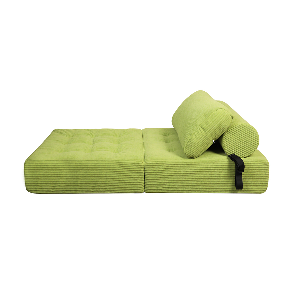 Green striped sofa with straps