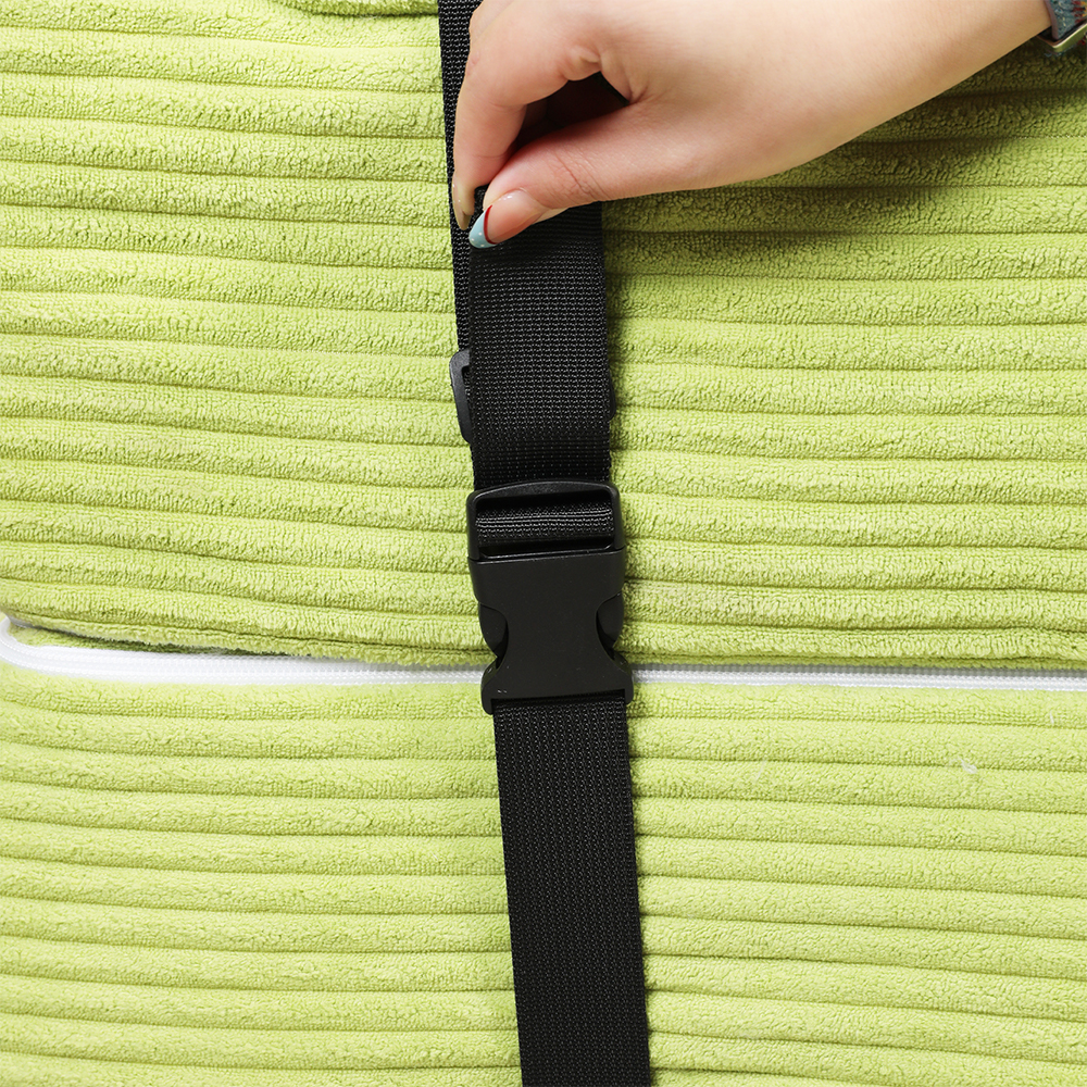 Green striped sofa with straps