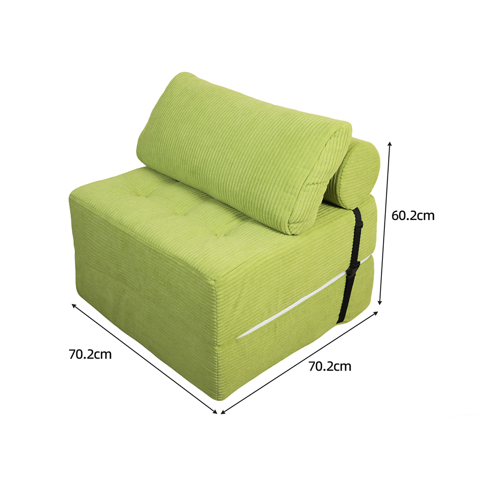 Green striped sofa with straps