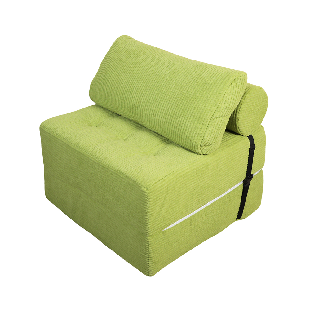 Green striped sofa with straps